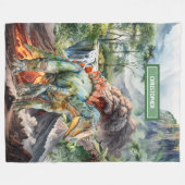 Polaire Aquarelle Dinosaure Anniversaire Couverture Person (Devant (Horizontal))