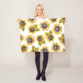 Polaire Aquarelle Motif de tournesol Couverture bébé