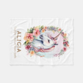Polaire Aquarelle Unicorne et couronne florale Couverture  (Devant (Horizontal))