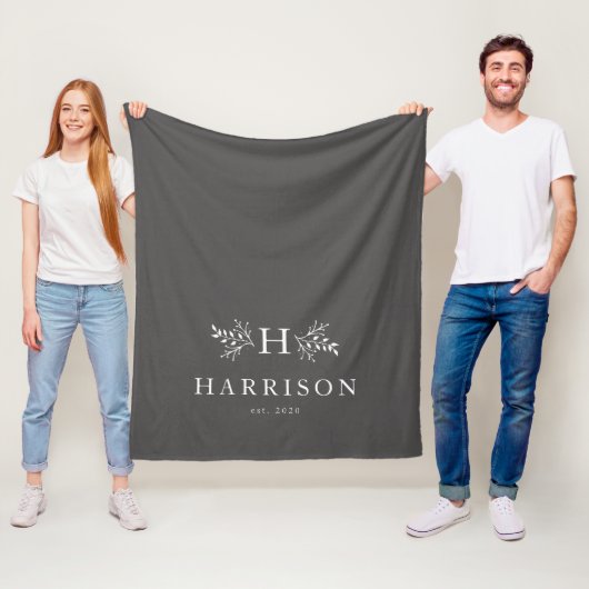 Polaire Ardoise rustique monogramme gris couverture nouvel (En situation)