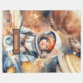 Polaire Astronaut & Planètes Nom Couverture - Cadeau pour  (Devant (Horizontal))