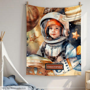 Polaire Astronaut & Planètes Nom Couverture - Cadeau pour