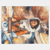 Polaire Astronaute de peau foncée Couverture de garçon Aqu (Devant (Horizontal))