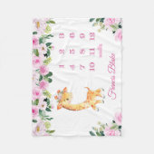 Polaire Bébé Giraffe Couverture en jalon avec nom (Devant)