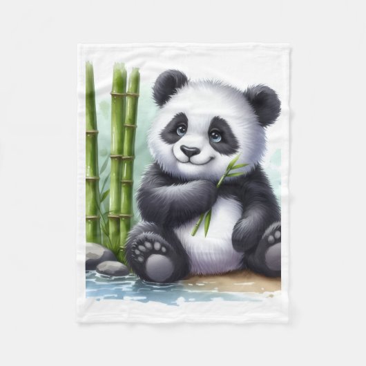Polaire Bébé Panda Mignon Avec Couverture de Fleece Bamboo (Devant)