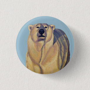 Polaire Beer Buttonnen Pin Wildlife Art Button