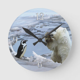 Polaire Beer Cub & Penguin Best Friends Wall Clock Ronde Klok