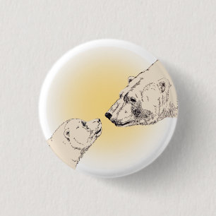 Polaire Beer en Button kauwen / Pin Wildlife Art B