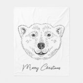 Polaire Beer kop Minimale lijnschets met tekst Fleece Deken (Voorkant)