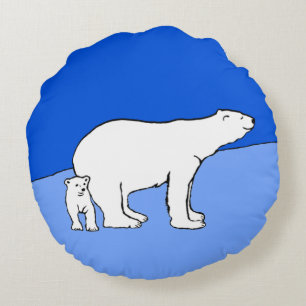 Polaire Beer — Mam en kauwen — Wilde kunst Rond Kussen