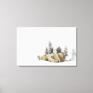 Polaire Beer moeder en haar kubussen in Wapusk Par Canvas Afdruk