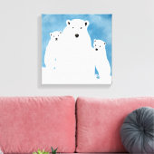 Polaire Beer moeder met kubussen Canvas Afdruk (Insitu (Woonkamer))