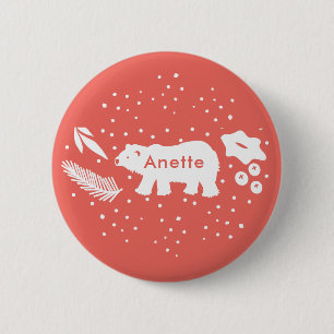 Polaire Beer Pine & Holly Holiday Red Button