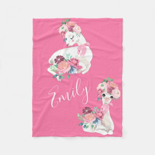 Polaire belle couverture d'ouatine de motif de lama (Devant)