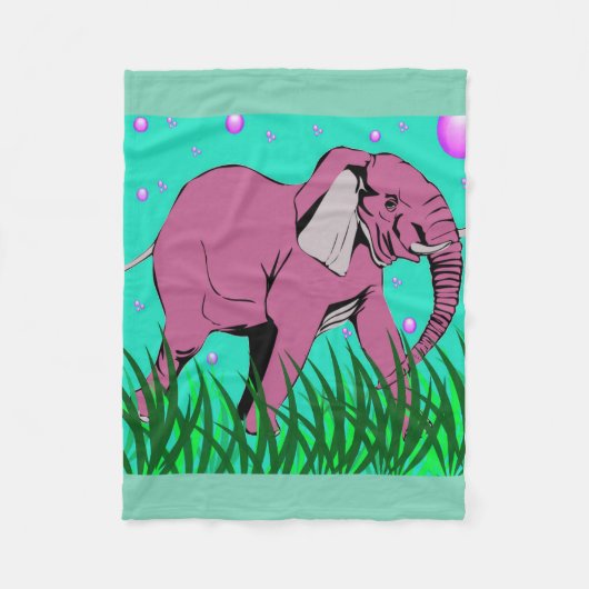 Polaire Belle couverture d'ouatine d'éléphant rose (Devant)