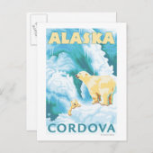Polaire Beren & Cub - Cordova, Alaska Briefkaart (Voorkant / Achterkant)
