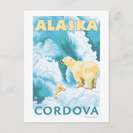 Polaire Beren & Cub - Cordova, Alaska Briefkaart (Voorkant)