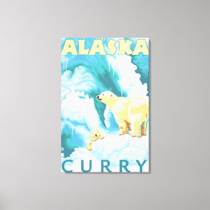 Polaire Beren en Cub - Curry, Alaska Canvas Afdruk