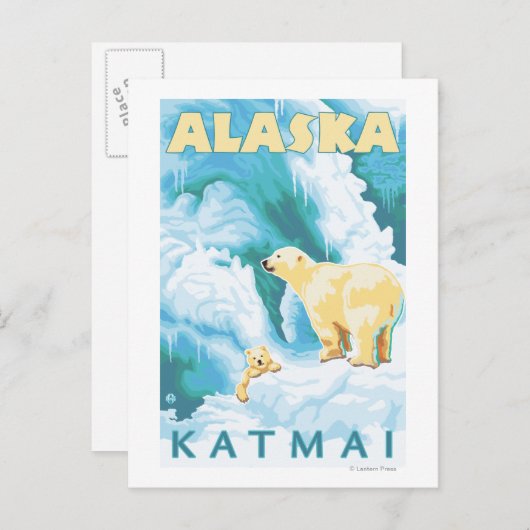 Polaire Beren en Cub - Katmai, Alaska Briefkaart (Voorkant / Achterkant)