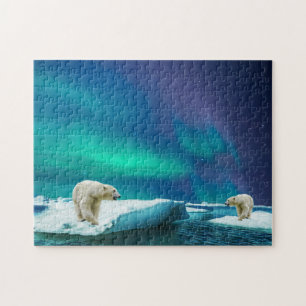 Polaire Beren en de Aurora Borealis Puzzle Legpuzzel