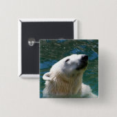 Polaire beren glimlach vierkante button 5,1 cm (Voorkant /achterkant)