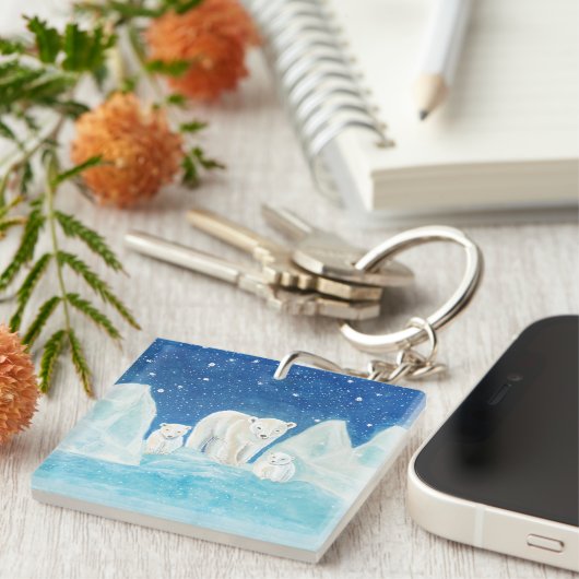 Polaire Beren Illustratie Sleutelhanger (Voorkant Rechts)