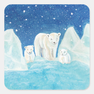 Polaire Beren Illustratie Vierkante Sticker