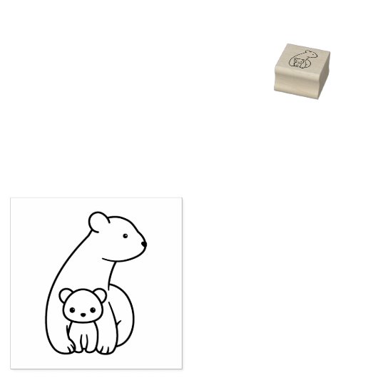 Polaire Beren: Moeder en welp 1x1 Rubberstempel (Gestempeld)