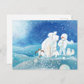 Polaire Beren, Polar Fox, Emperor pinguin en Snowm Briefkaart (Voorkant / Achterkant)