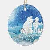 Polaire Beren, Polar Fox, Emperor pinguin en Snowm Keramisch Ornament (Links)