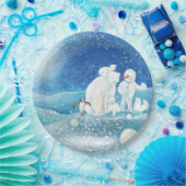 Polaire Beren, Polar Fox, Emperor pinguin en Snowm Papieren Bordje (Feest)