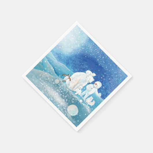 Polaire Beren, Polar Fox, Emperor pinguin en Snowm Servet (Hoek)