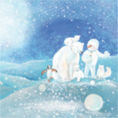 Polaire Beren, Polar Fox, Emperor pinguin en Snowm Sticker (Voorkant)