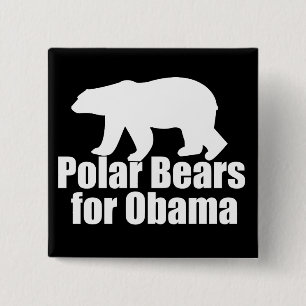 Polaire Beren voor Obama Vierkante Button 5,1 Cm