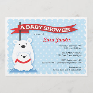 Polaire Beren Winter Baby Shower-uitnodigingen Kaart