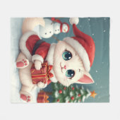 Polaire Blanche couverture bébé chat de Noël (Devant (Horizontal))
