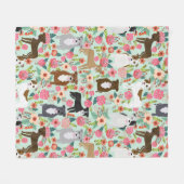 Polaire Blanche florale de Pitbull - couverture de chien,  (Devant (Horizontal))