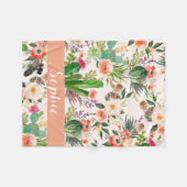 Polaire Boho cactus aquarelle customisée couverture (Devant (Horizontal))