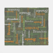 Polaire Brandon nom personnalisé couverture orange vert (Devant (Horizontal))