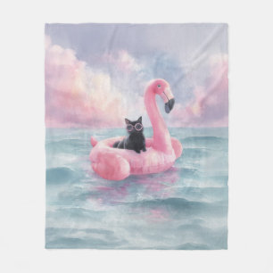 Polaire Cat noir en gros Flamant rose Cat Couverture flott