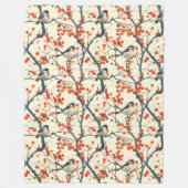 Polaire Charmante couverture d'oiseaux avec design de fleu (Devant)