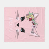 Polaire Chat adorable | Couverture de chat rose mignonne (Devant (Horizontal))