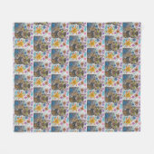 Polaire Chat tigré et couverture de fleurs  (Devant (Horizontal))