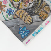 Polaire Chat tigré et couverture de fleurs  (Coin)