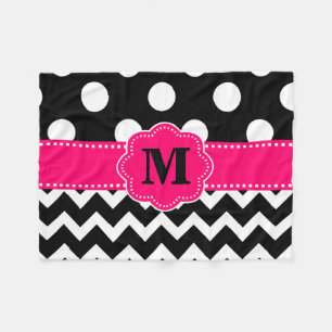 Polaire Chevron rose noir pointille la couverture de
