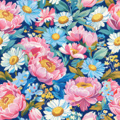 Polaire Chic bleu rose pastel préppy floral couverture cad