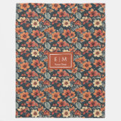 Polaire Chic couverture vert pastel avec fleurs d'automne (Devant)