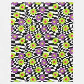 Polaire Couverture À damiers avec chaux et fleurs violette (Devant)