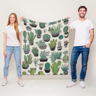 Polaire Couverture à motif de cactus vert