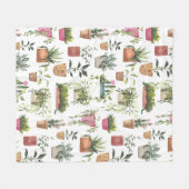 Polaire Couverture à motif de plantes en pot à l'aquarelle (Devant (Horizontal))